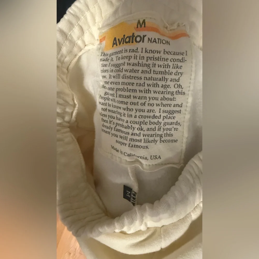 NWTA Aviator Nation Cream Lounge Pants with Neon Stripes- Medium - Picture 6 of 16